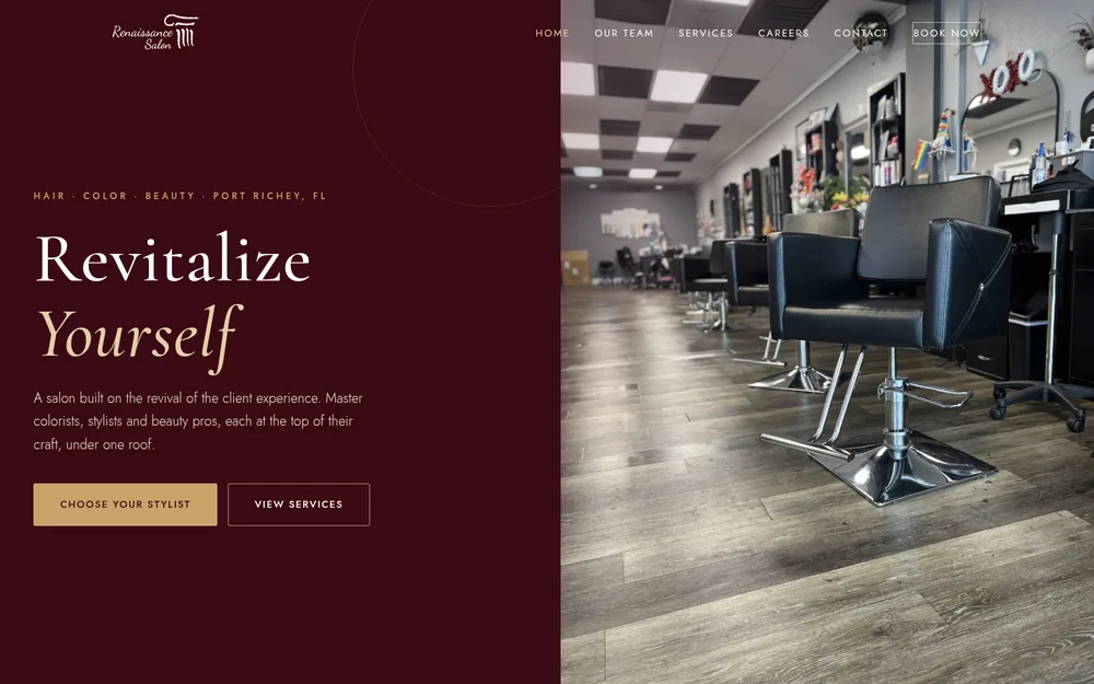 Renaissance Salon website built by Banana Bay Press