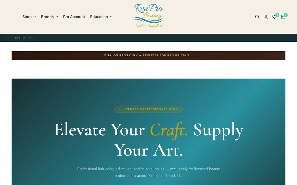 Renpro Beauty website built by Banana Bay Press